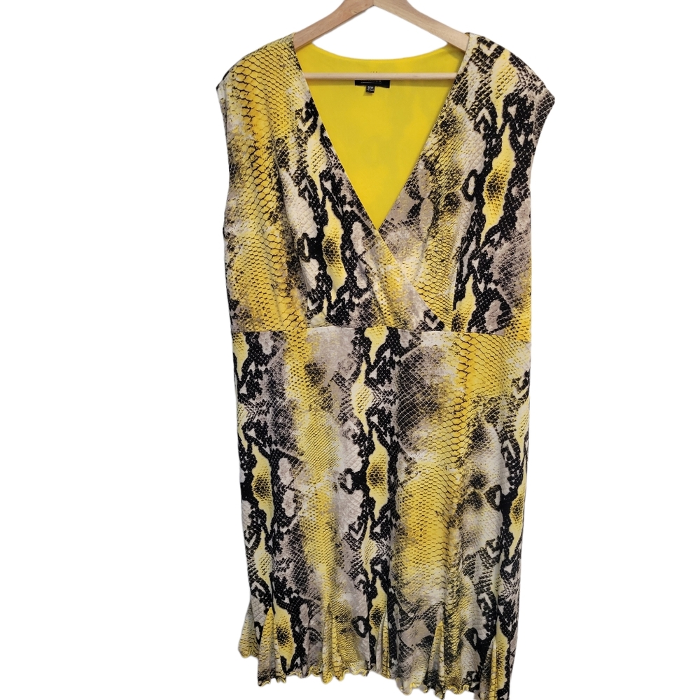 Glamour Python Snakeskin Print Dress 20W 2x Yellow & Black Retro Sleeveless WILD
